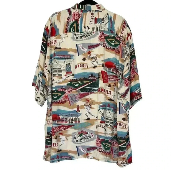 Reyn Spooner Anaheim Angels MLB 2002 World Series Hawaiian Shirt XXL Rayon - Picture 2 of 8